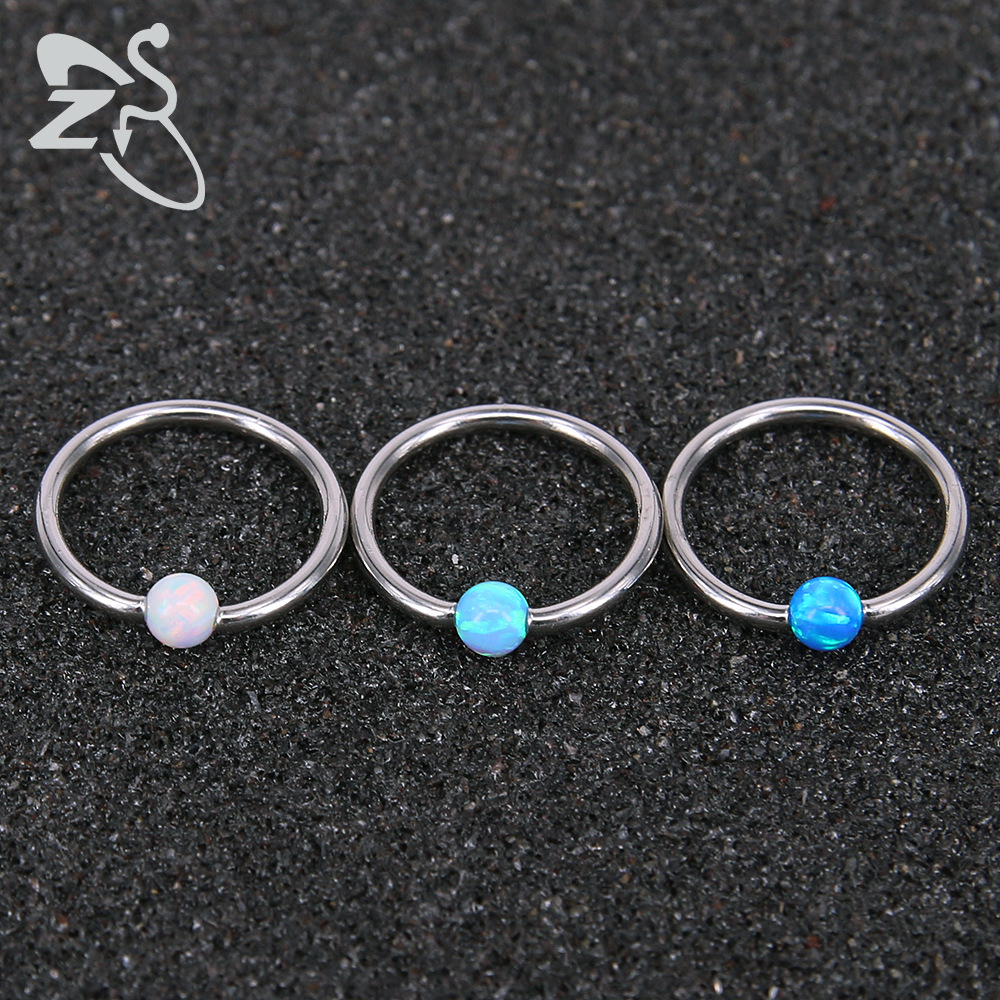 316L Stainless Steel Nose Ring Clip Ball for Women Men - AB White Opal Nose Stud Piercing Jewelry - Image 2
