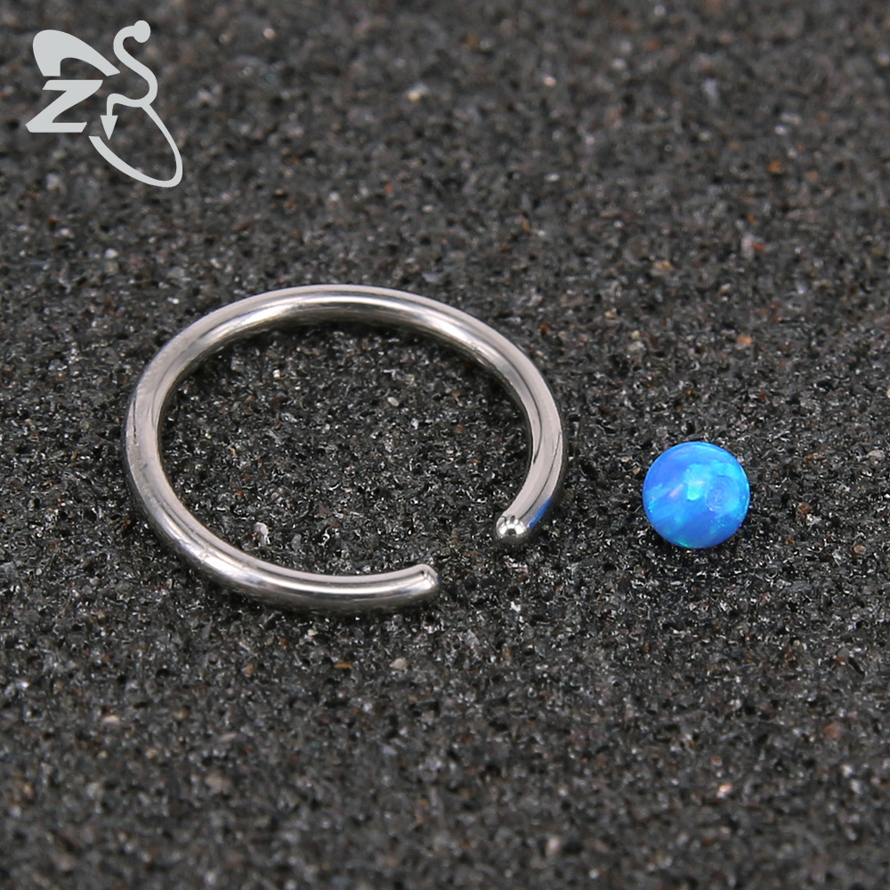 316L Stainless Steel Nose Ring Clip Ball for Women Men - AB White Opal Nose Stud Piercing Jewelry - Image 3