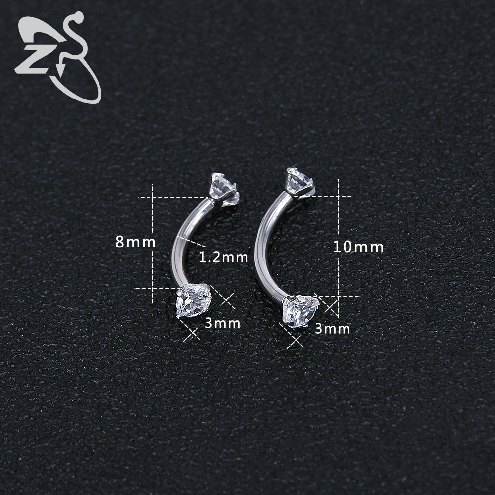 316L Stainless Steel Diamond Eyebrow Ring Round Zircon Eyebrow Barbell Piercing Jewelry Wholesale - Image 4