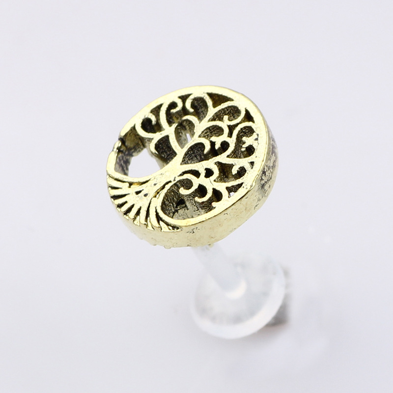 Gold Stainless Steel Acrylic Tree of Life Lip and Ear Piercing Jewelry Set for Cartilage Helix Tragus - Image 4