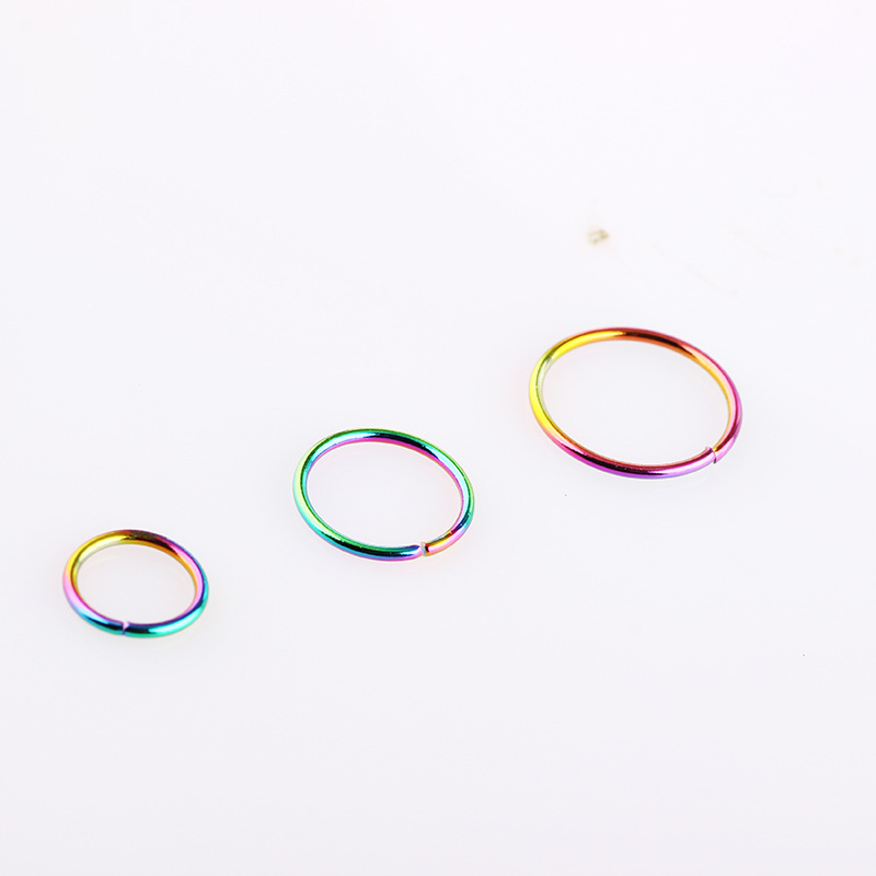 7 Color Nose Ring Round Piercing Jewelry - 36 Pcs Stainless Steel Set Wholesale - Image 5