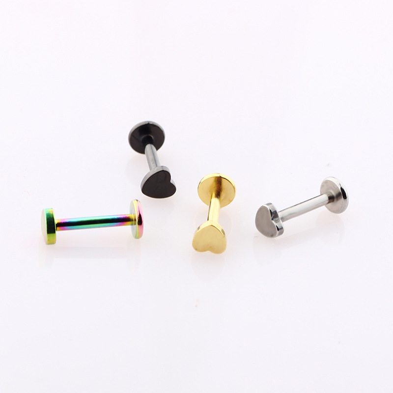 Heart-Shaped Lip Stud 316L Surgical Steel Lip Piercing Jewelry Heart Lip Ring Inner Teeth Ear Bone Nail - Image 3
