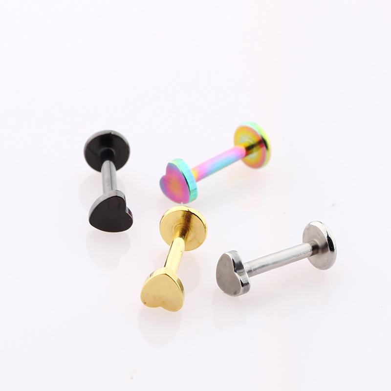 Heart-Shaped Lip Stud 316L Surgical Steel Lip Piercing Jewelry Heart Lip Ring Inner Teeth Ear Bone Nail - Image 4