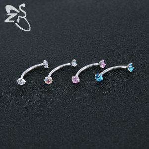 316L Stainless Steel Diamond Eyebrow Ring Round Zircon Eyebrow Barbell Piercing Jewelry Wholesale