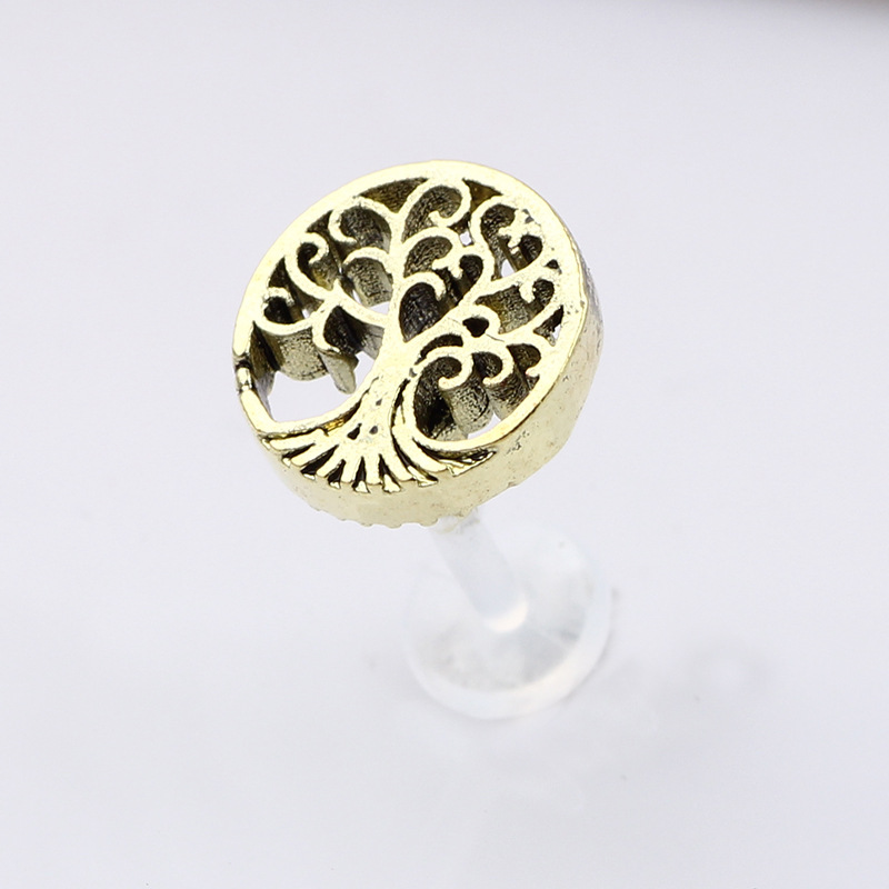Gold Stainless Steel Acrylic Tree of Life Lip and Ear Piercing Jewelry Set for Cartilage Helix Tragus - Image 5