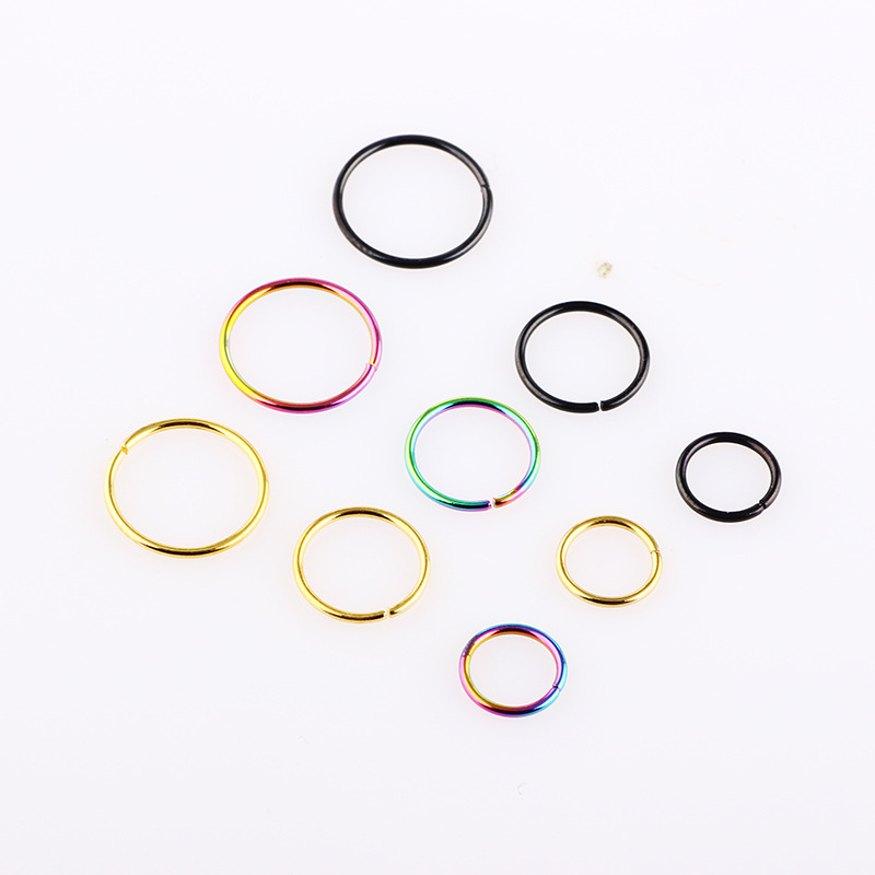 7 Color Nose Ring Round Piercing Jewelry - 36 Pcs Stainless Steel Set Wholesale - Image 3