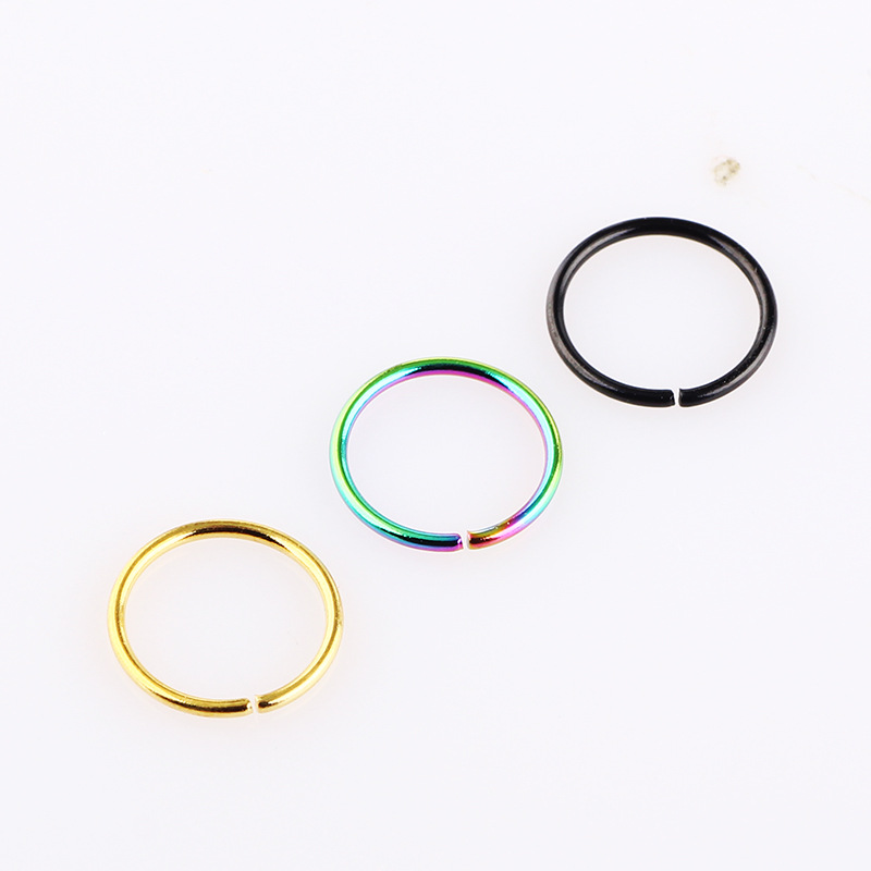 7 Color Nose Ring Round Piercing Jewelry - 36 Pcs Stainless Steel Set Wholesale - Image 2