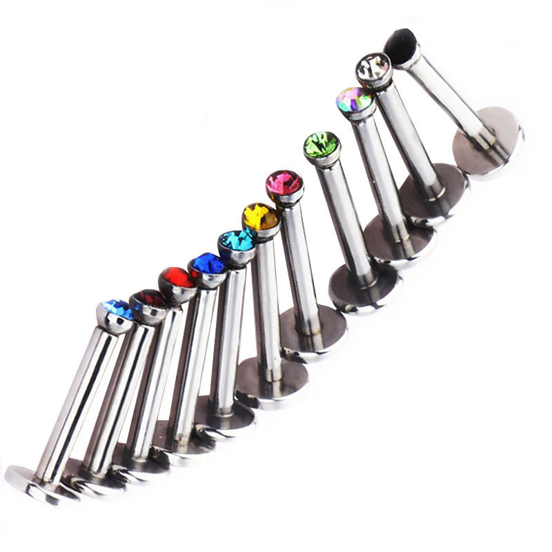 Amazon AliExpress 10 Pack Mixed Color Lip Piercing Jewelry Labret Studs Stainless Steel Ear Bone Nail Lip Bar 1.2mm*10mm*2mm - Image 3