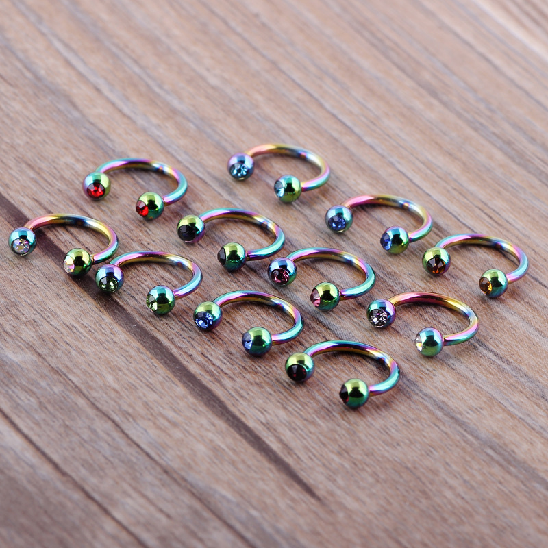 10-Pack Mixed Color Septum Nose Ring Hinged Segment Nail Piercing Jewelry Ear Studs for Women - Image 4