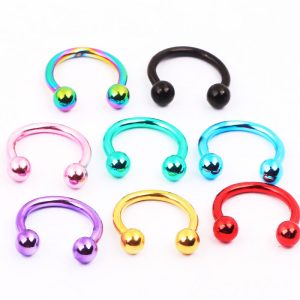 8 Mixed Color Stainless Steel Nose Ring Nose Nail Set - 8pcs Body Piercing Jewelry