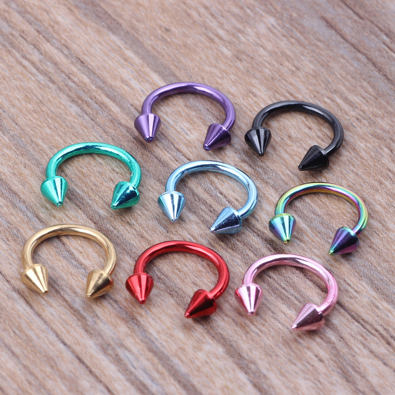 8 Mixed Color Stainless Steel Nose Ring Nose Nail Set - 8pcs Body Piercing Jewelry - Image 2