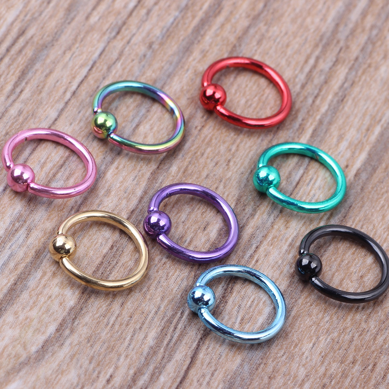 8 Pcs Mixed Color Septum Nose Ring Nail Piercing Jewelry Ear Studs Set - Stainless Steel - Image 4