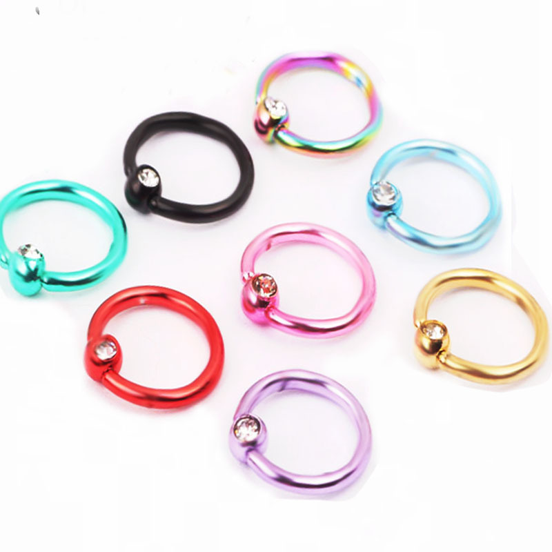 8 Pcs Mixed Color Septum Nose Ring Nail Piercing Jewelry Ear Studs Set - Stainless Steel - Image 3
