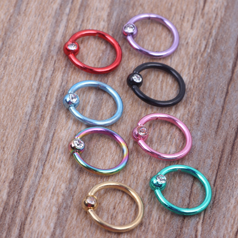8 Pcs Mixed Color Septum Nose Ring Nail Piercing Jewelry Ear Studs Set - Stainless Steel - Image 5