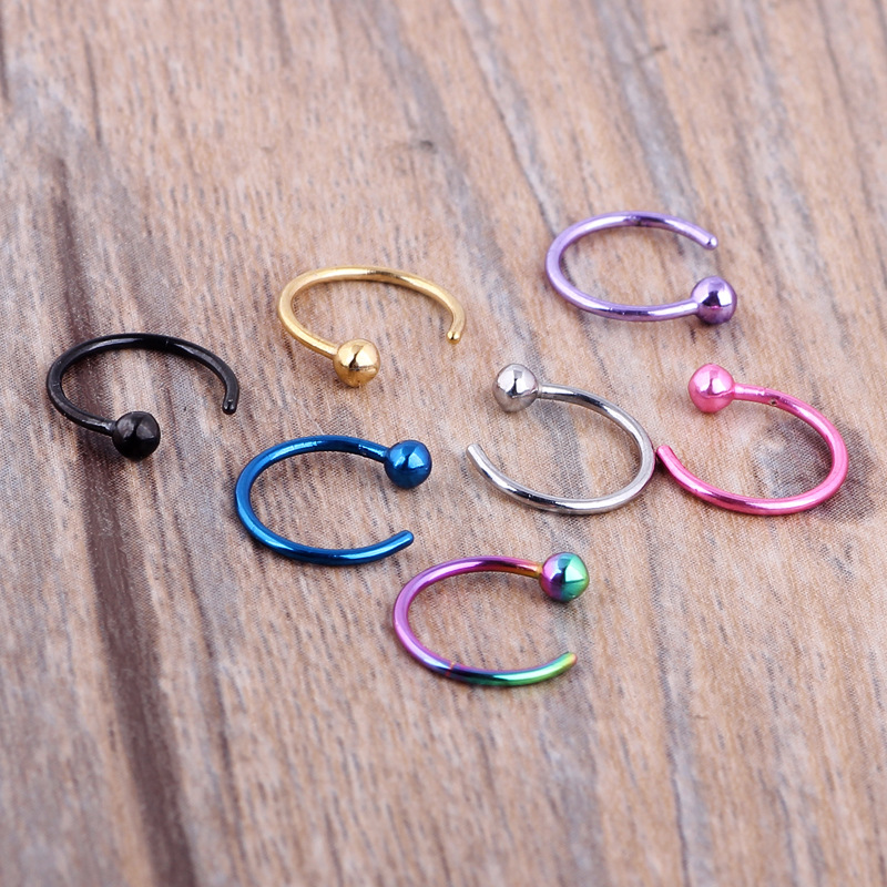Mixed Color Septum Nose Ring Jewelry 10 Pack Stainless Steel Horseshoe Hoop for Nose Piercing - Image 4