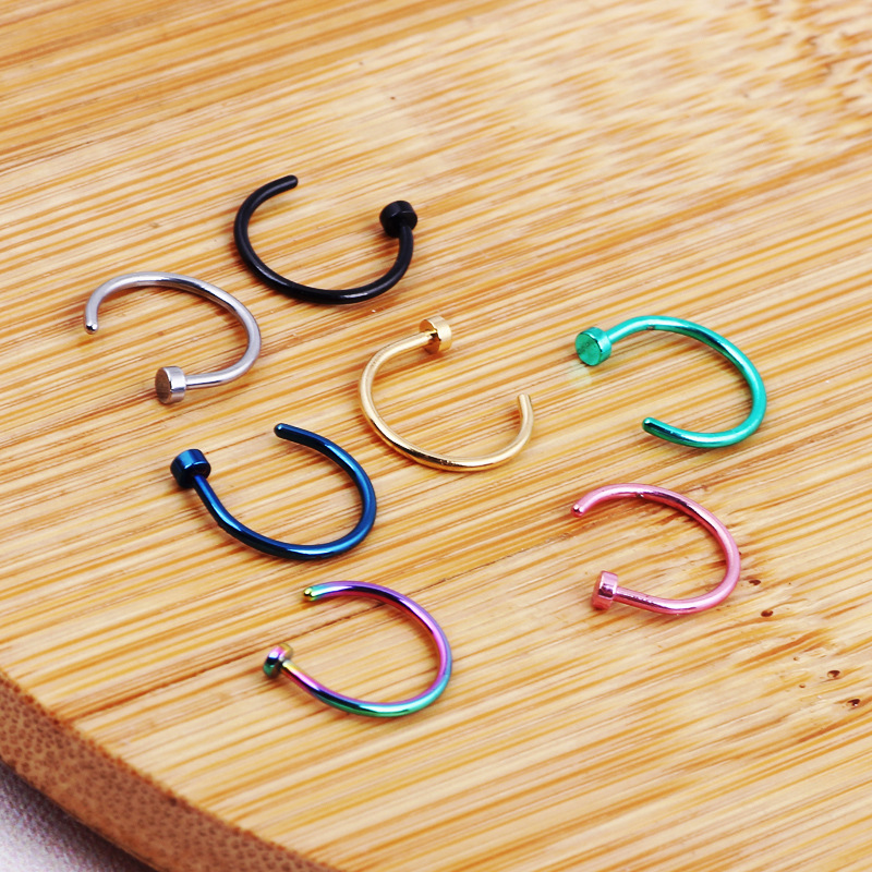 Mixed Color Septum Nose Ring Jewelry 10 Pack Stainless Steel Horseshoe Hoop for Nose Piercing - Image 3