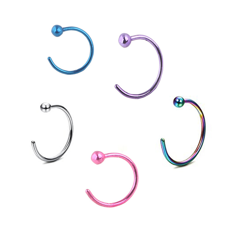 Mixed Color Septum Nose Ring Jewelry 10 Pack Stainless Steel Horseshoe Hoop for Nose Piercing - Image 2