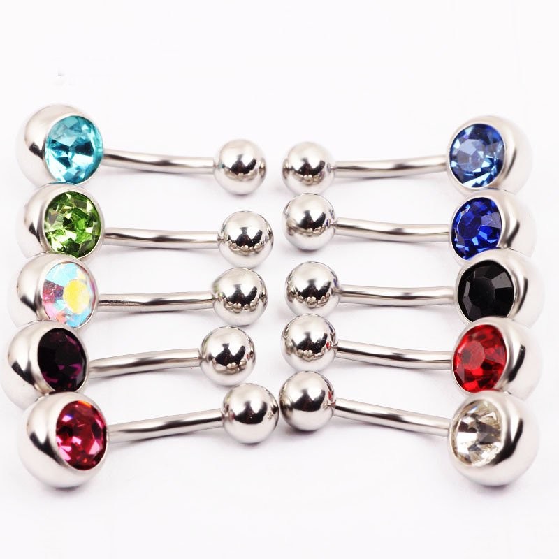 10pcs Mixed Color Navel Ring Belly Button Rings Stainless Steel CZ Piercing Jewelry Set Ear Studs - Image 2