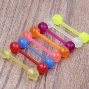 7 Pcs Mixed Color UV Glow Nipple Ring Tongue Nail Ear Studs Piercing Jewelry Set Stainless Steel