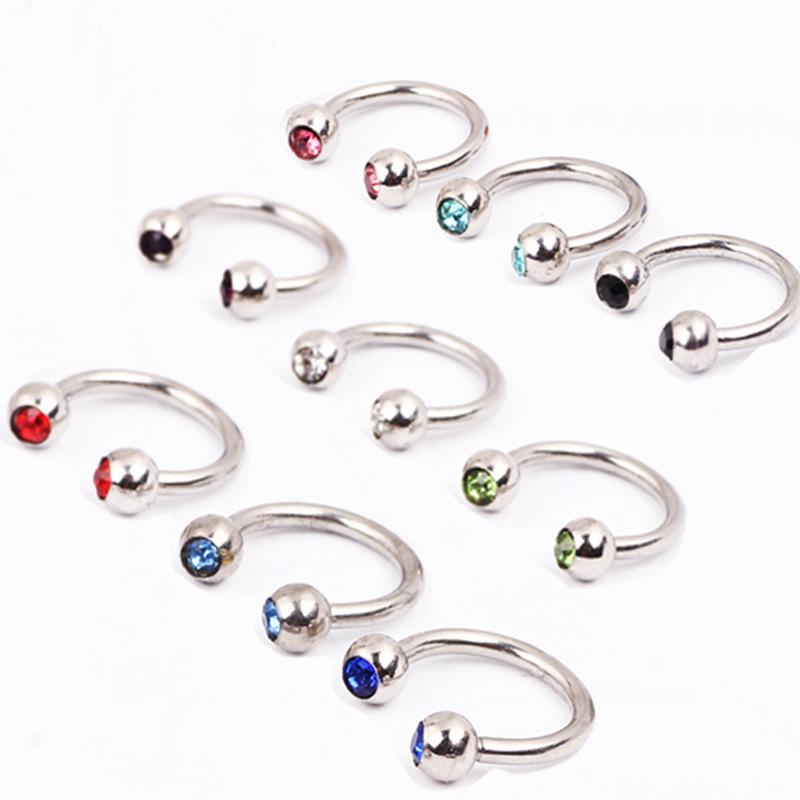 10-Pack Mixed Color Septum Nose Ring Hinged Segment Nail Piercing Jewelry Ear Studs for Women - Image 2