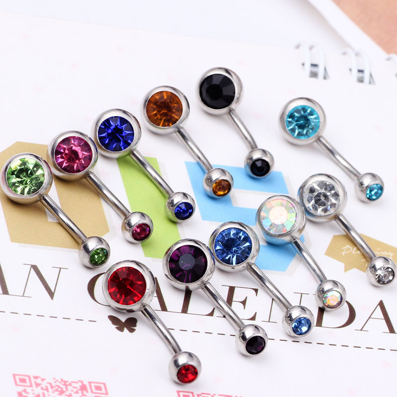 10pcs Mixed Color Navel Ring Belly Button Rings Stainless Steel CZ Piercing Jewelry Set Ear Studs - Image 4