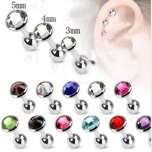 Steel Ball Stainless Steel Straight Dumbbell Ear Bone Nail Human Body Piercing Jewelry 10/Bag