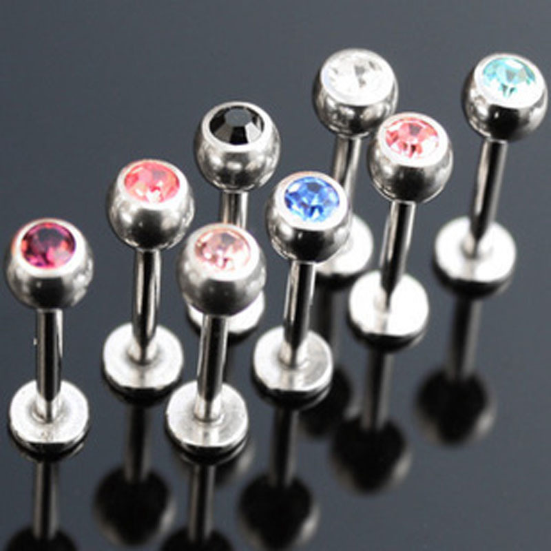 10 Pack Colorful Body Piercing Jewelry Set Stainless Steel Ear Lip Studs - Image 2
