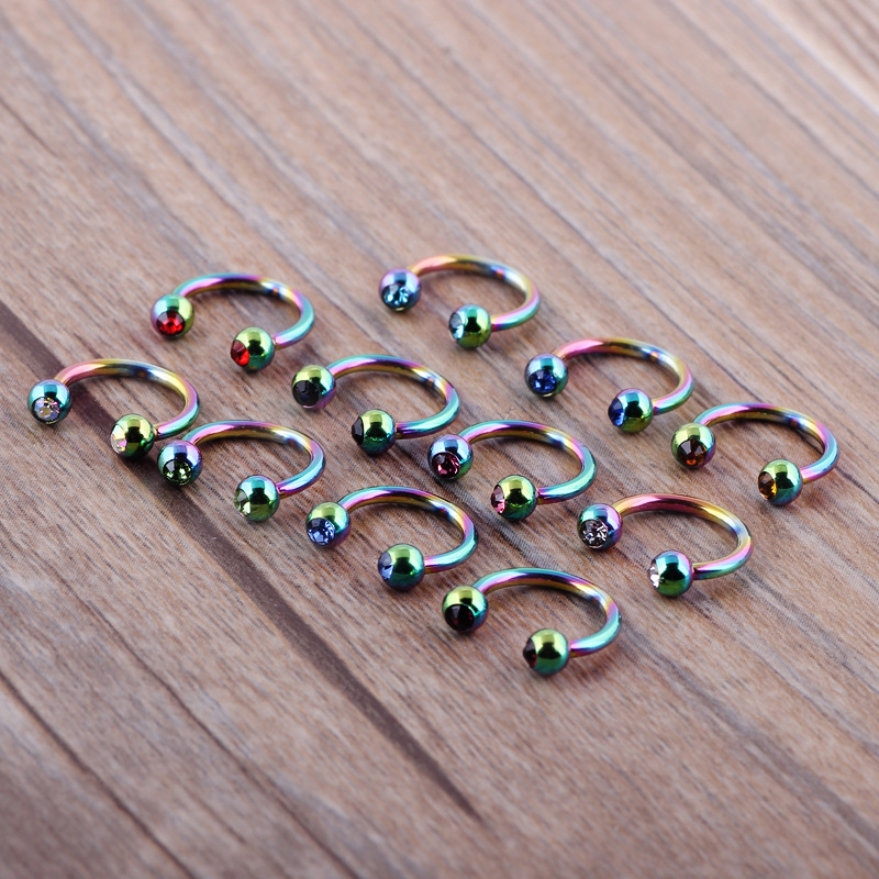 10-Pack Mixed Color Septum Nose Ring Hinged Segment Nail Piercing Jewelry Ear Studs for Women - Image 5