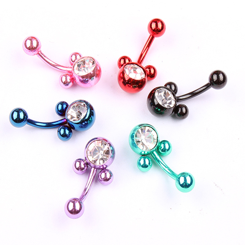 10pcs Mixed Color Navel Ring Belly Button Rings Stainless Steel CZ Piercing Jewelry Set Ear Studs - Image 5