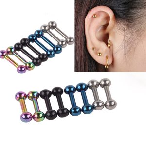 10Pcs Stainless Steel Ear Studs Piercing Jewelry Geometric Bone Stud Earrings