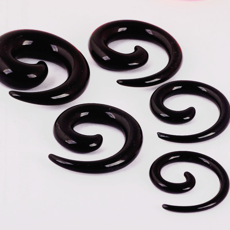 Acrylic Black Snail Ear Expander Piercing Jewelry - 10mm Multi-Color Options Wholesale - Image 4
