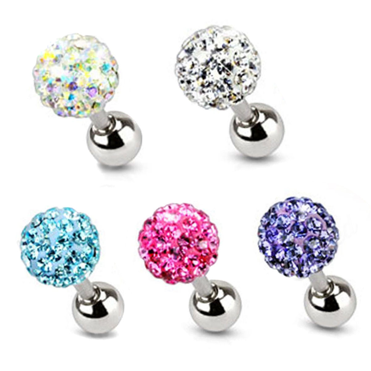 Titanium Steel Shambhala Earring with Austrian Diamond Ball Tongue Ring - Acrylic & Titanium Steel, Double Head Diamond Gold, 2022 Summer, Cartoon Style, Fresh and Sweet, for Ear and Tongue Piercing - Image 5