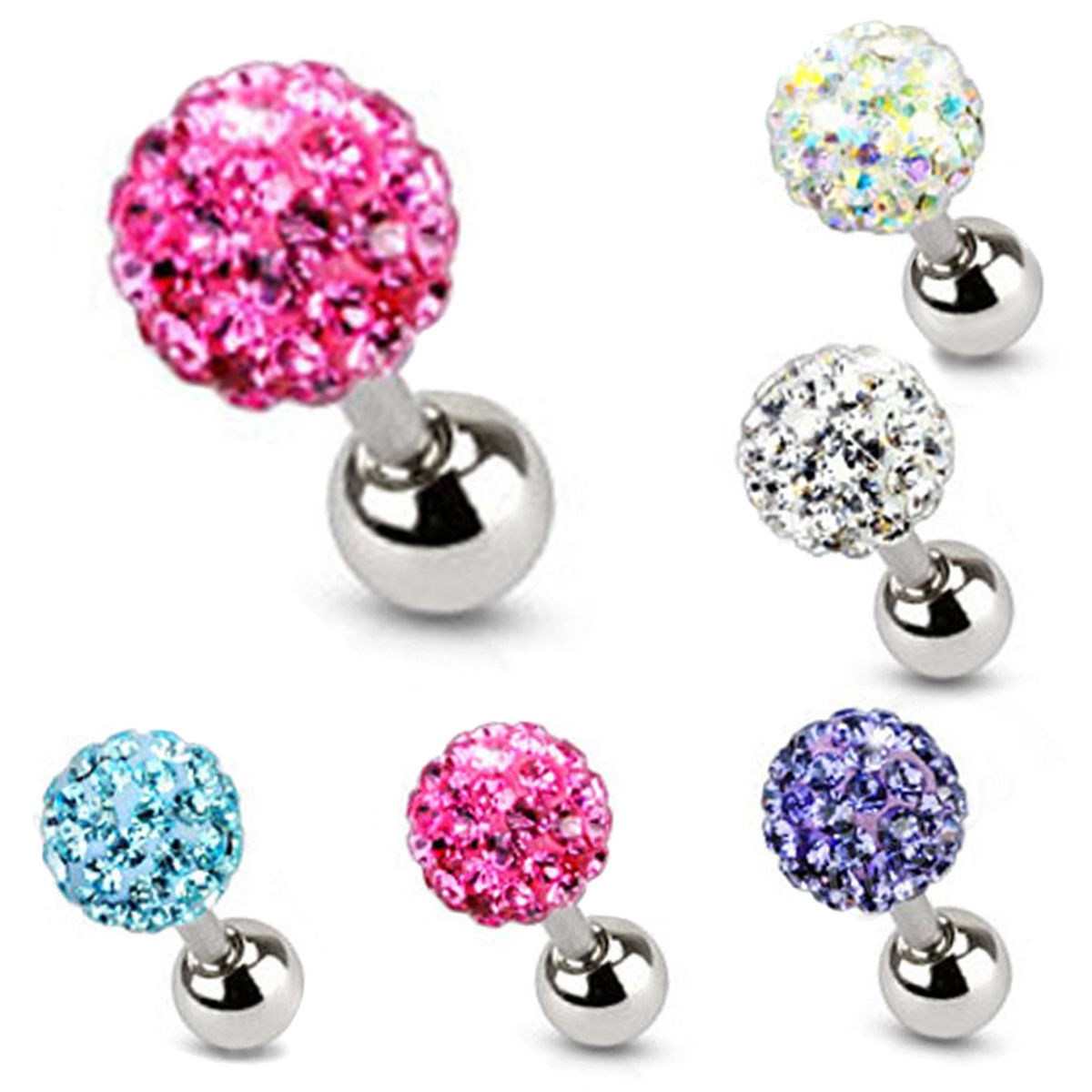Titanium Steel Shambhala Earring with Austrian Diamond Ball Tongue Ring - Acrylic & Titanium Steel, Double Head Diamond Gold, 2022 Summer, Cartoon Style, Fresh and Sweet, for Ear and Tongue Piercing - Image 3