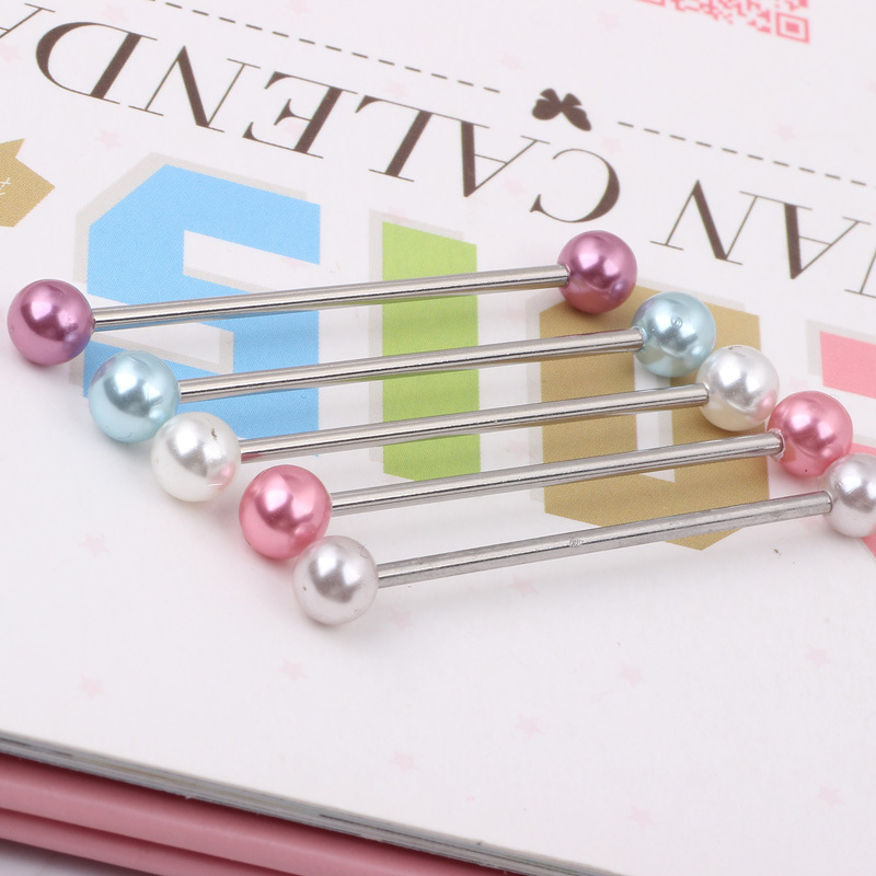 Acrylic Pearl Single Rod Industrial Ear Studs for Cartilage Helix Tragus Piercing Jewelry - Image 4
