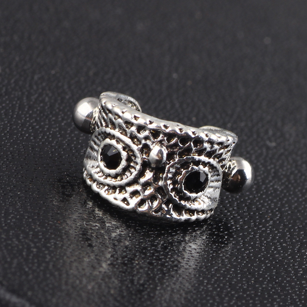 Vintage Owl Ear Clip Tragus Earring Stainless Steel U-Shaped Clip On Ear Studs for Women, Lightweight Fashion Jewelry - Image 4