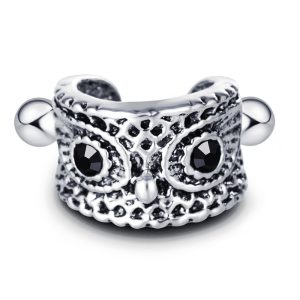 Vintage Owl Ear Clip Tragus Earring Stainless Steel U-Shaped Clip On Ear Studs for Women, Lightweight Fashion Jewelry