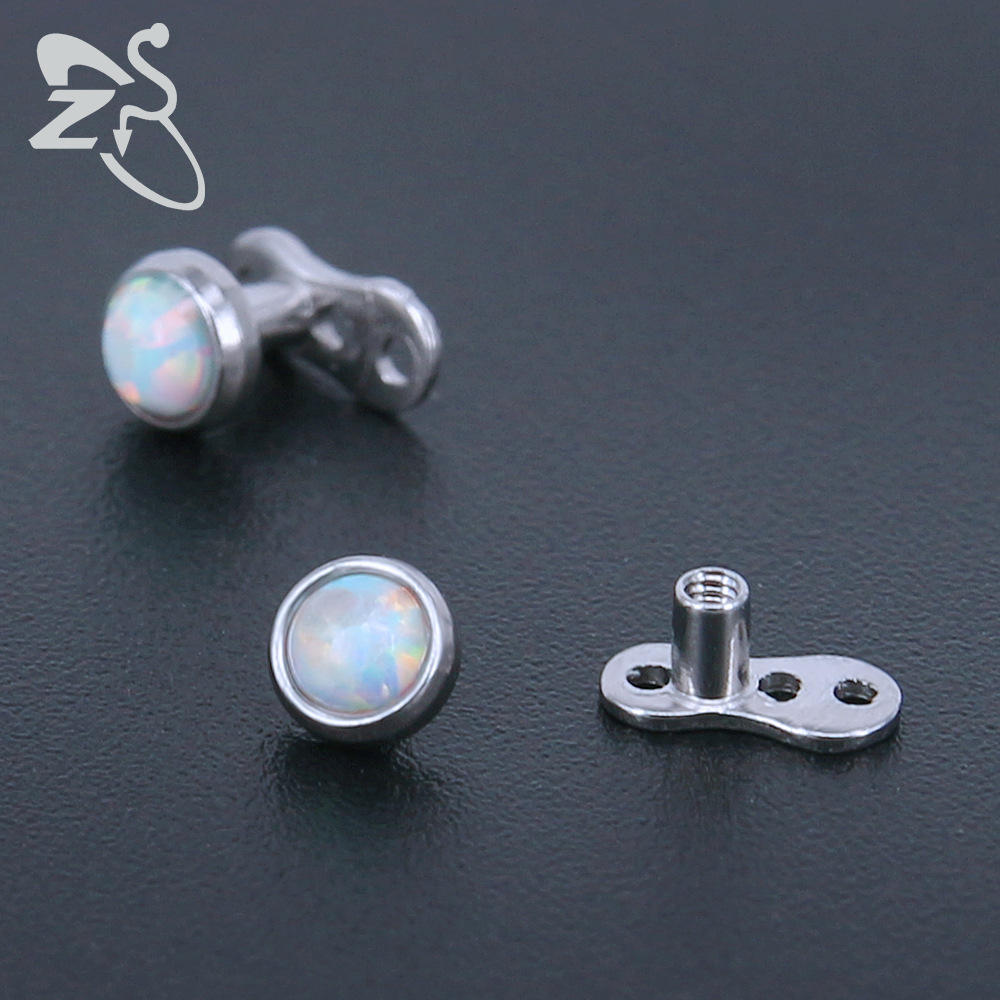 European American Retro Opal Buried Nail Piercing Jewelry 316L Surgical Steel Blue Gem Skin Grafting Nail - Image 3