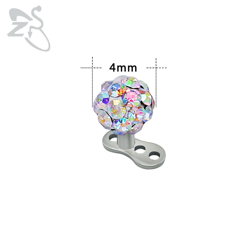 Exaggerated Geometric Zircon Skin Piercing Nail 316L Surgical Steel Body Jewelry - Image 4