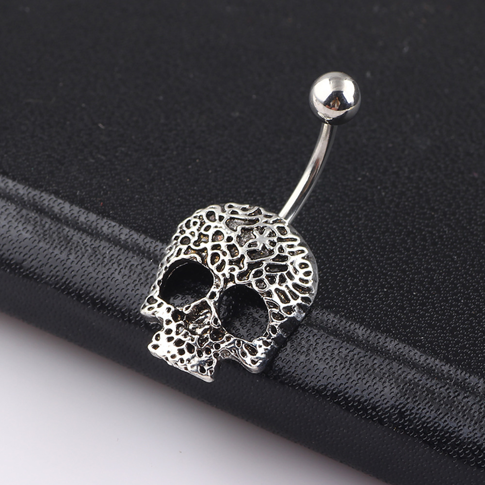Geometric Ghost Head Navel Ring 316L Surgical Steel CZ Belly Button Ring Dangle Body Piercing Jewelry Wholesale - Image 5