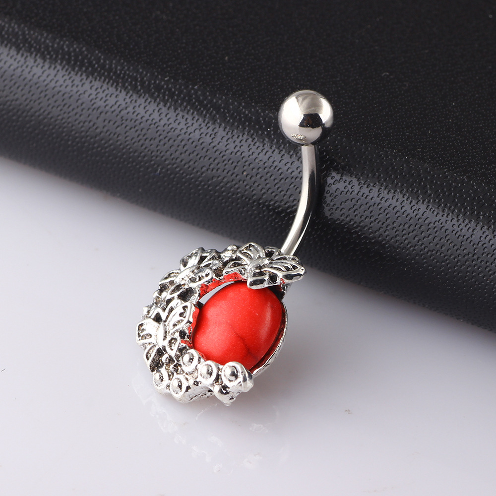 Hot Sale Butterfly Spring Edge Navel Ring Geometric Wood Belly Button Jewelry - Image 5