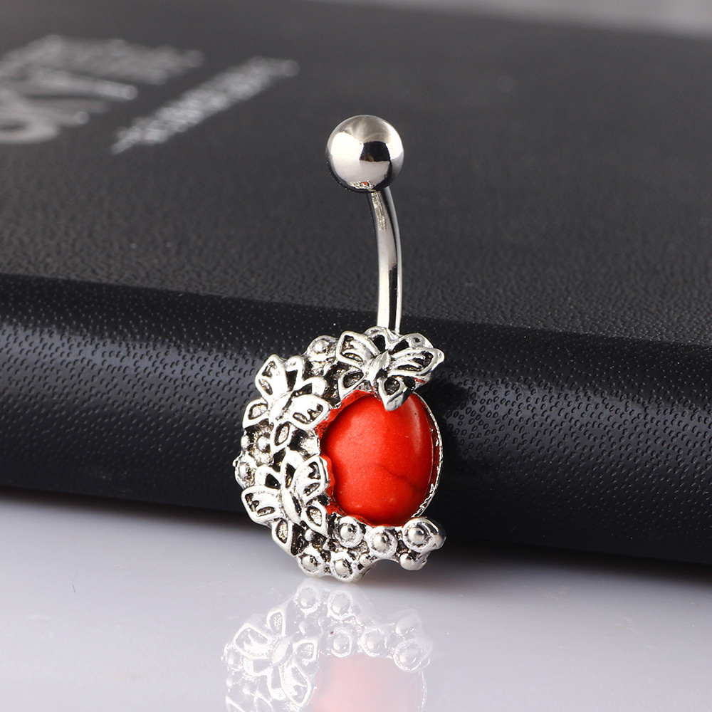 Hot Sale Butterfly Spring Edge Navel Ring Geometric Wood Belly Button Jewelry - Image 2