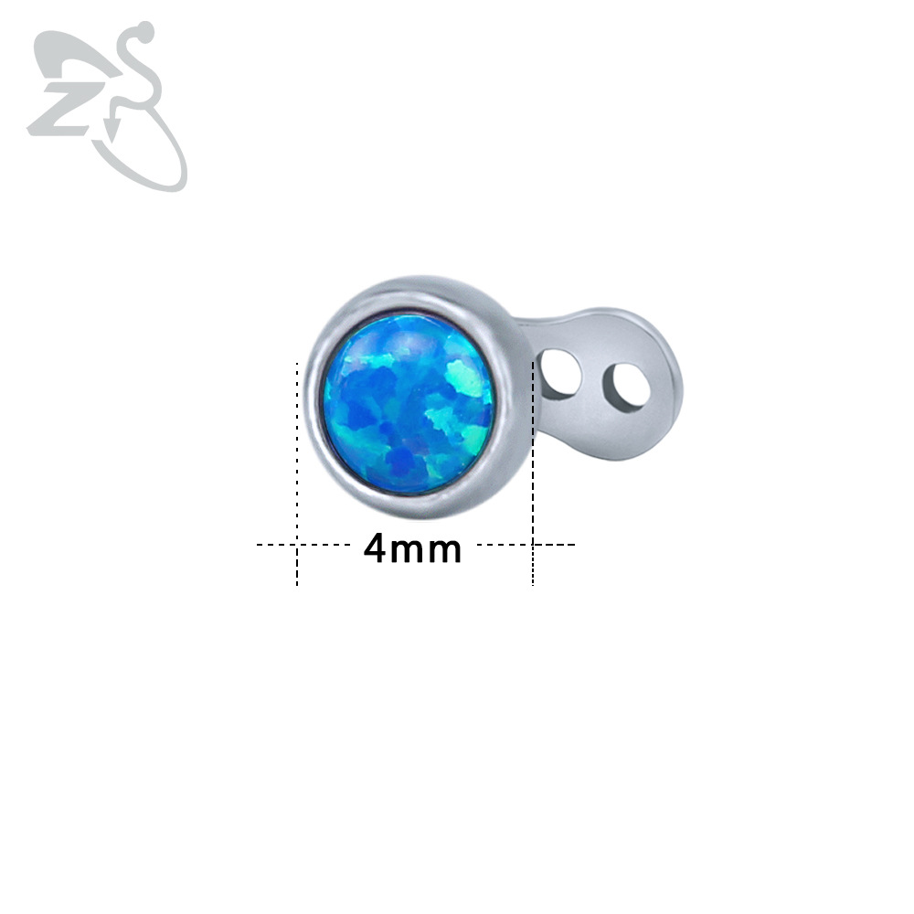 European American Retro Opal Buried Nail Piercing Jewelry 316L Surgical Steel Blue Gem Skin Grafting Nail - Image 5