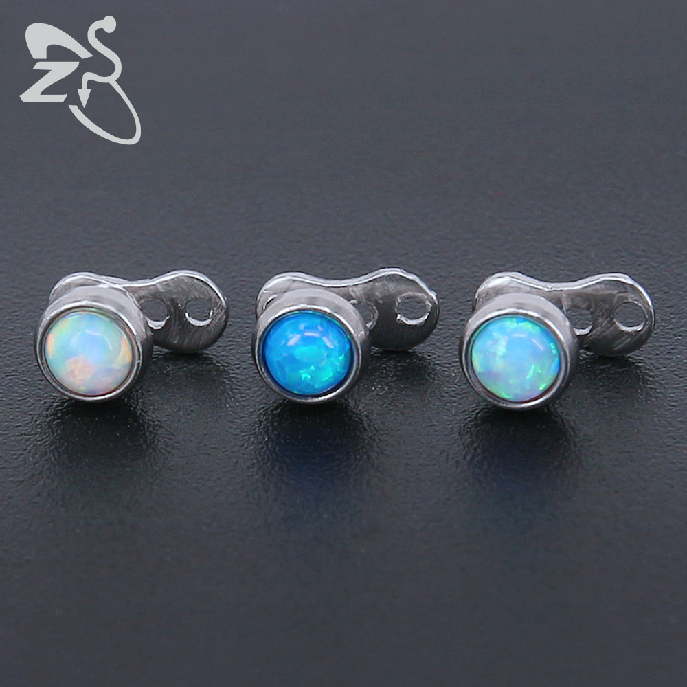 European American Retro Opal Buried Nail Piercing Jewelry 316L Surgical Steel Blue Gem Skin Grafting Nail - Image 2