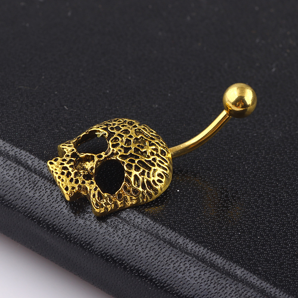 Geometric Ghost Head Navel Ring 316L Surgical Steel CZ Belly Button Ring Dangle Body Piercing Jewelry Wholesale - Image 4