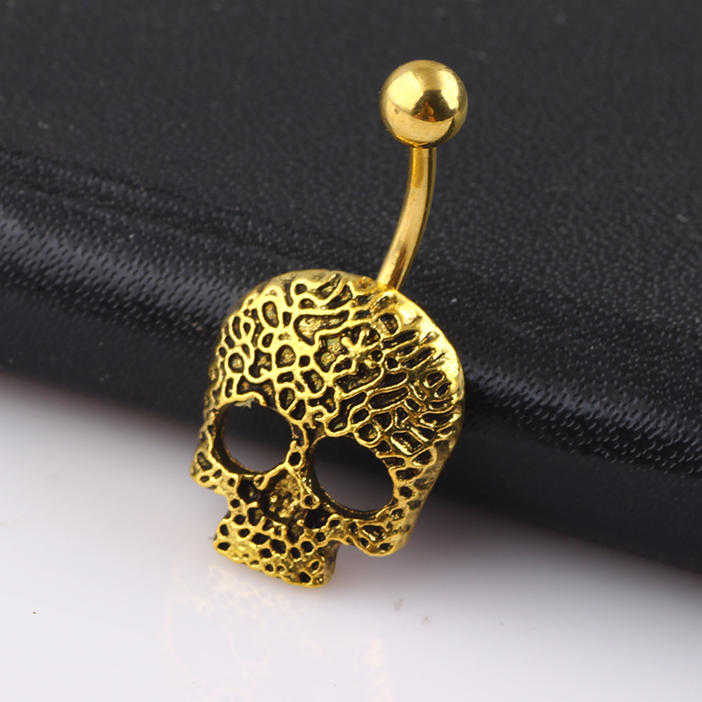 Geometric Ghost Head Navel Ring 316L Surgical Steel CZ Belly Button Ring Dangle Body Piercing Jewelry Wholesale - Image 3