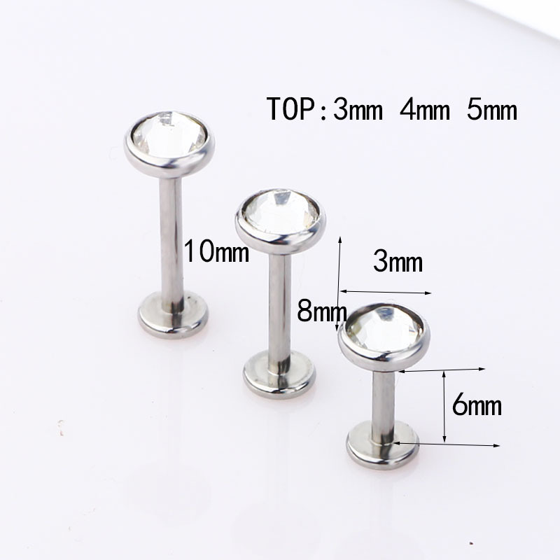 White Flat Head Ear Nail Lip Nail Eyebrow Nail 316L Surgical Steel Body Piercing Jewelry Set - Image 3