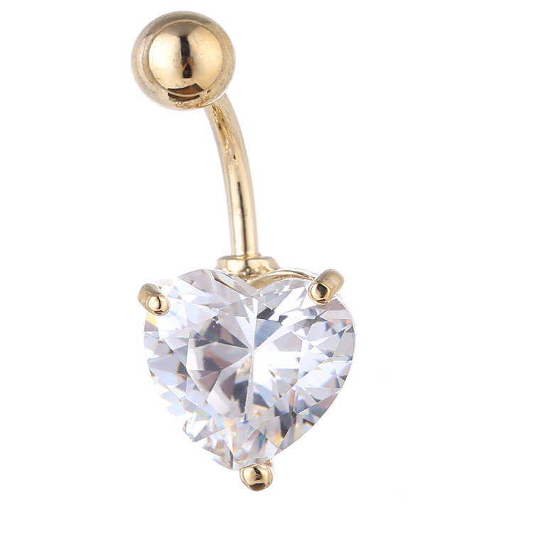 European & American Wholesale Heart-Shaped Navel Ring Zircon Diamond Belly Button Ring Stainless Steel - Image 5