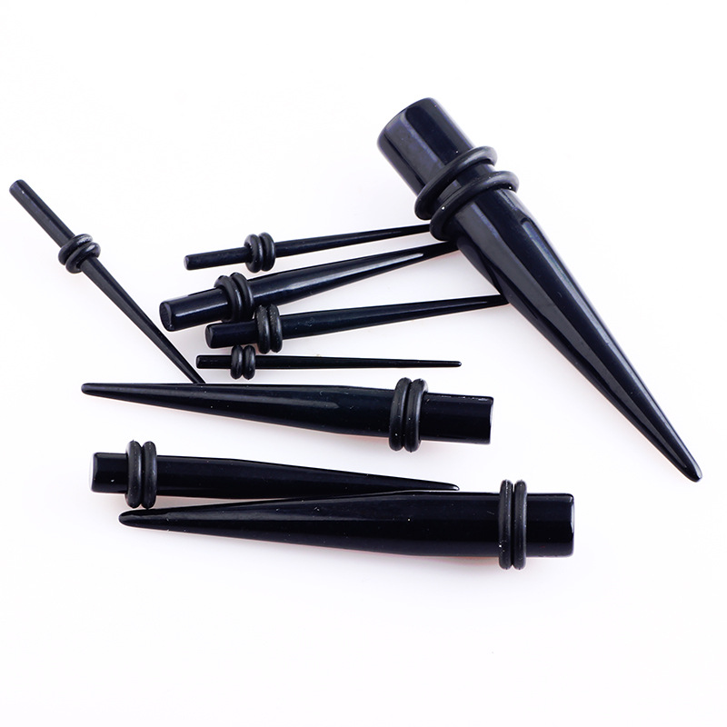 Trendy Black Pointed Cone Acrylic Ear Expander 24mm Auricle Plugs Ear Stretcher - Image 3