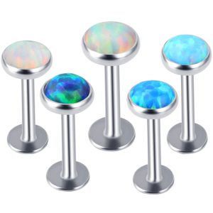 European American Opal Stud Earrings Stainless Steel Internal Thread Lip Nail Amazon Piercing Jewelry