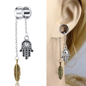 New Pendant Auricle Stainless Steel Ear Expansion Body Piercing Jewelry Palm Ear Plug